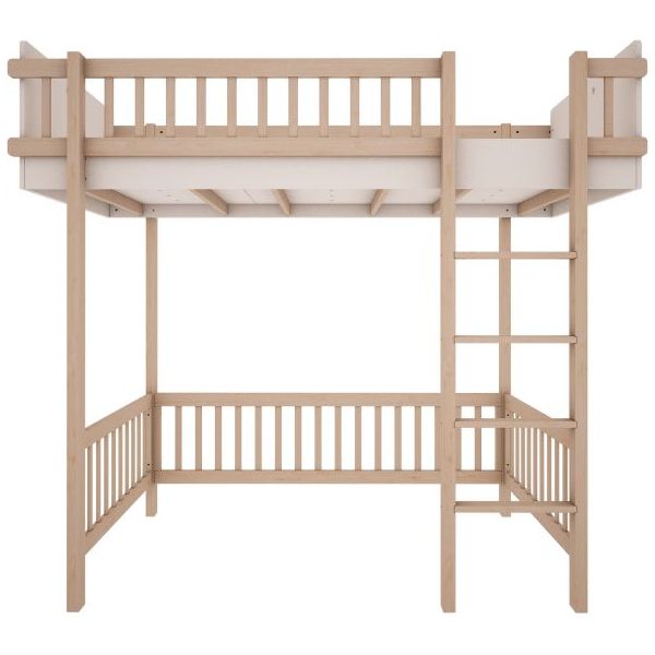 Lit mezzanine H185 cm Basic 90 x 200 cm - Hêtre / Blanc