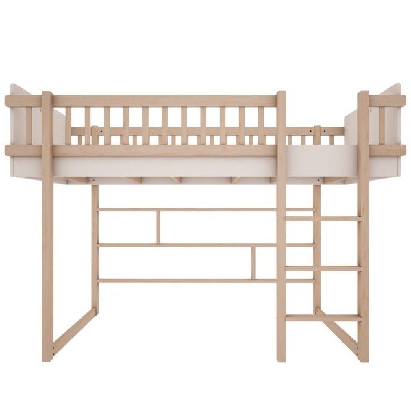Lit mezzanine mi-hauteur H144 cm Basic 90 x 200 cm - Hêtre / Blanc