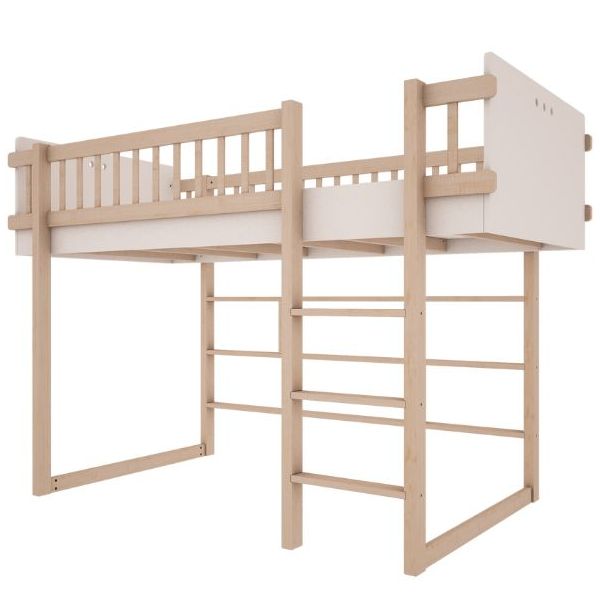 Lit mezzanine mi-hauteur H144 cm Basic 90 x 200 cm - Hêtre / Blanc