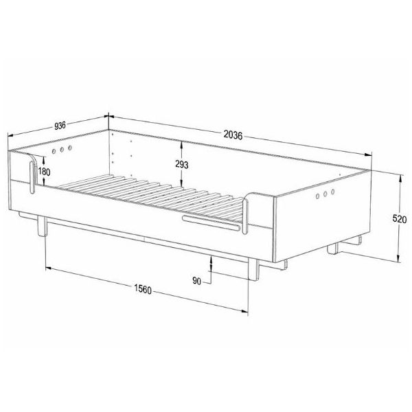 Lit simple Basic 90 x 200 cm - Hêtre / Cachemire