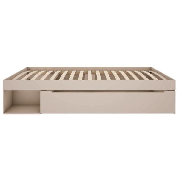 Beza Single Bed with Drawer 90 x 200 cm – Sand Beige