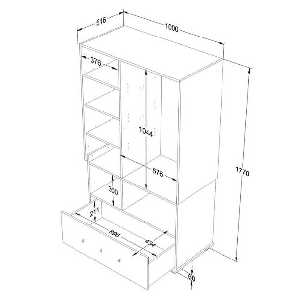 Bloom Wardrobe - Oak / Cashmere