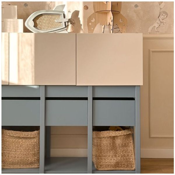Armoire basse Tweens - Sable / Bleu