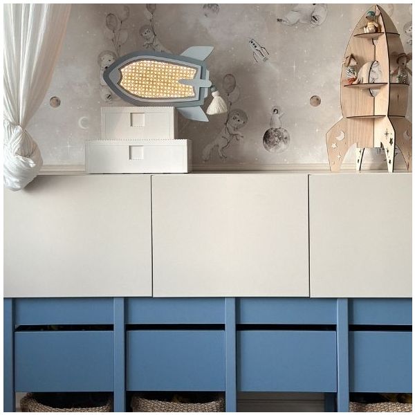Armoire basse Tweens - Sable / Bleu