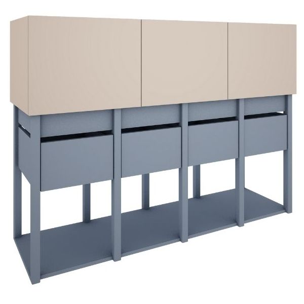 Armoire basse Tweens - Sable / Bleu