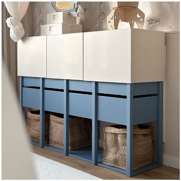 Armoire basse Tweens - Sable / Bleu