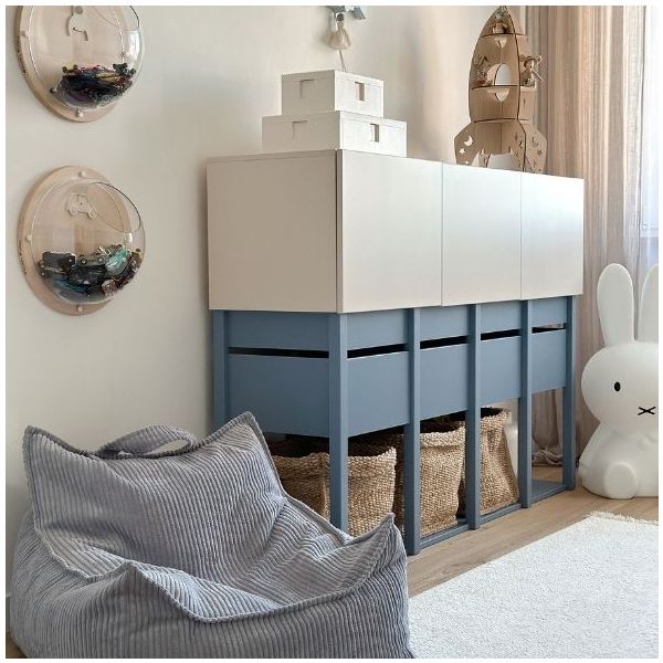 Armoire basse Tweens - Sable / Bleu