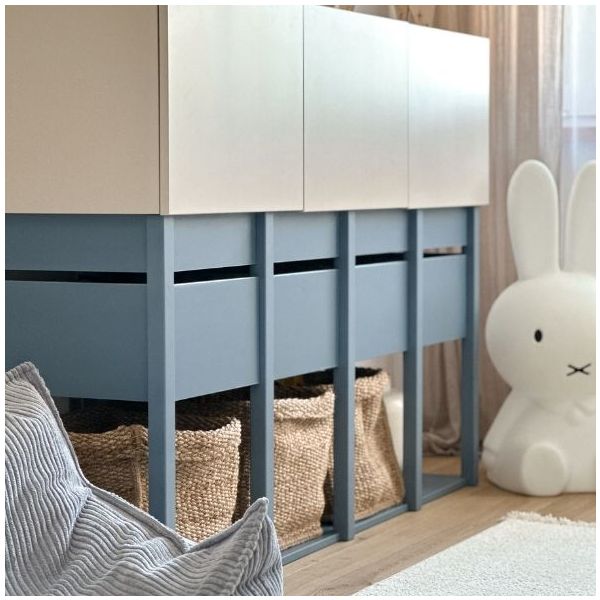 Armoire basse Tweens - Sable / Bleu