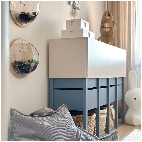 Armoire basse Tweens - Sable / Bleu