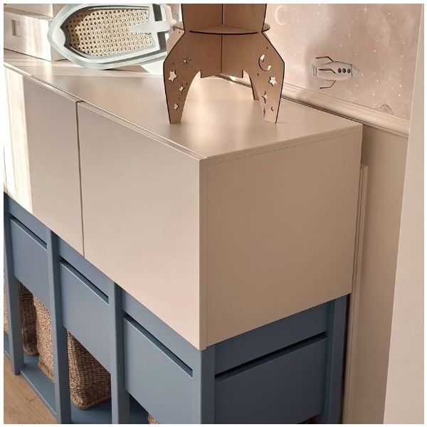 Armoire basse Tweens - Sable / Bleu