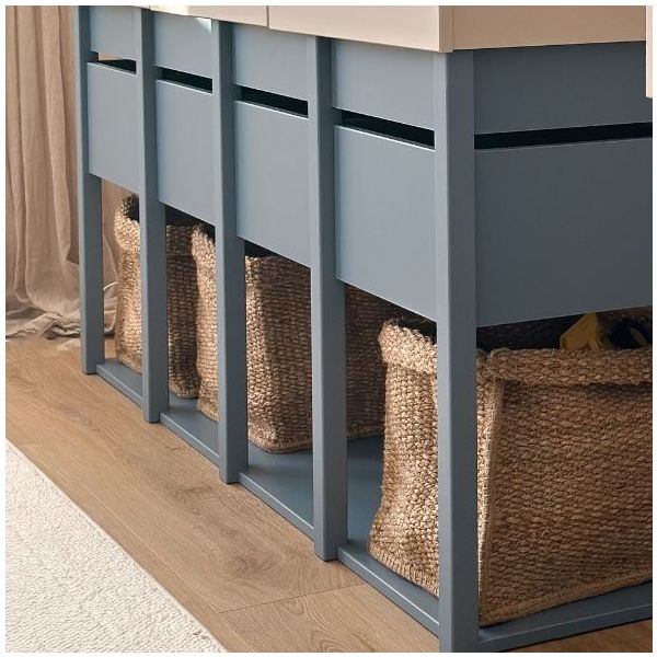 Armoire basse Tweens - Sable / Bleu