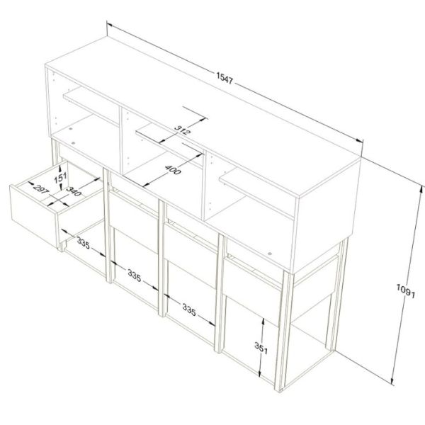 Armoire basse Tweens - Sable / Eucalyptus