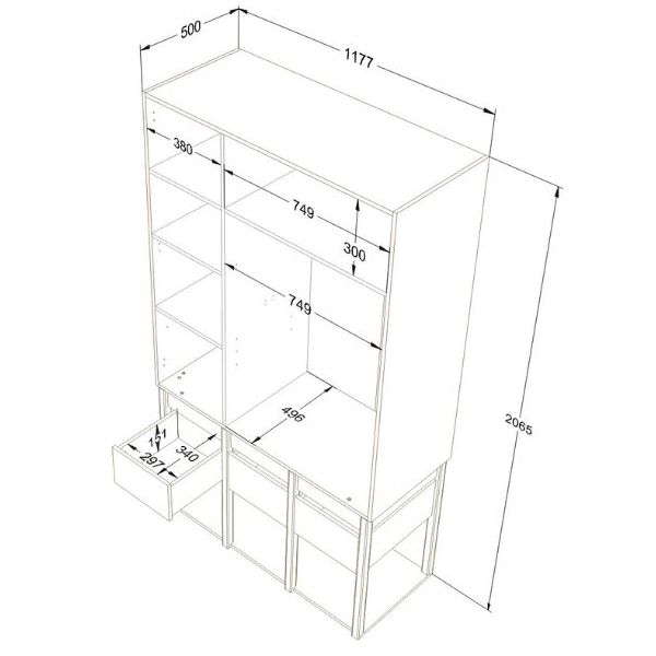 Armoire Tweens - Sable / Bleu