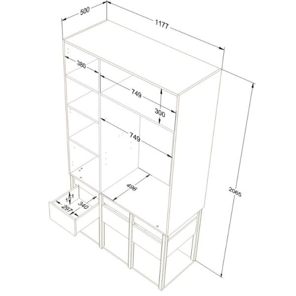 Armoire Tweens - Sable / Eucalyptus