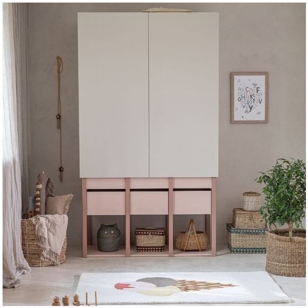 Armoire Tweens - Sable / Rose