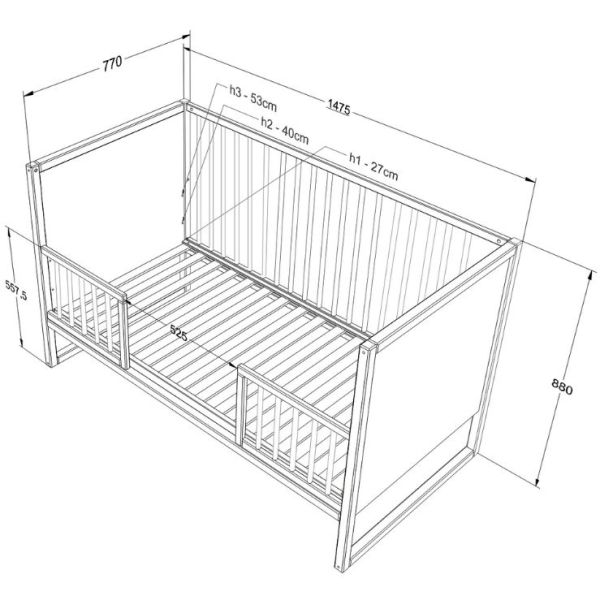 Tweens Convertible Crib 70 x 140 cm - Eucalyptus