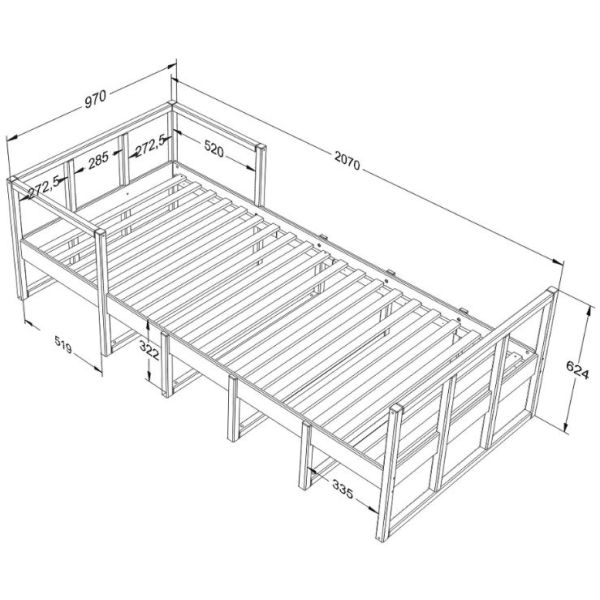 Tweens Single Bed 90 x 200 cm - Eucalyptus
