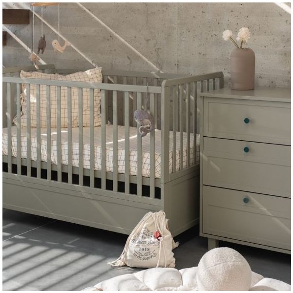 Lit bébé évolutif Vintage 70 x 140 cm - Eucalyptus