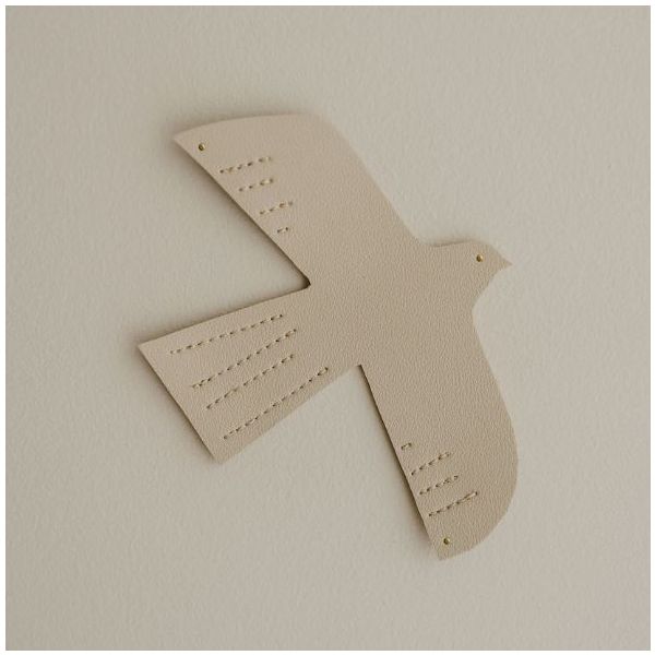 Décoration murale en cuir Oiseau - M - Beige