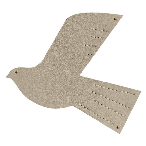 Décoration murale en cuir Oiseau - S - Beige