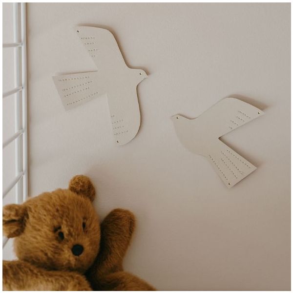 Décoration murale en cuir Oiseau - M - Beige