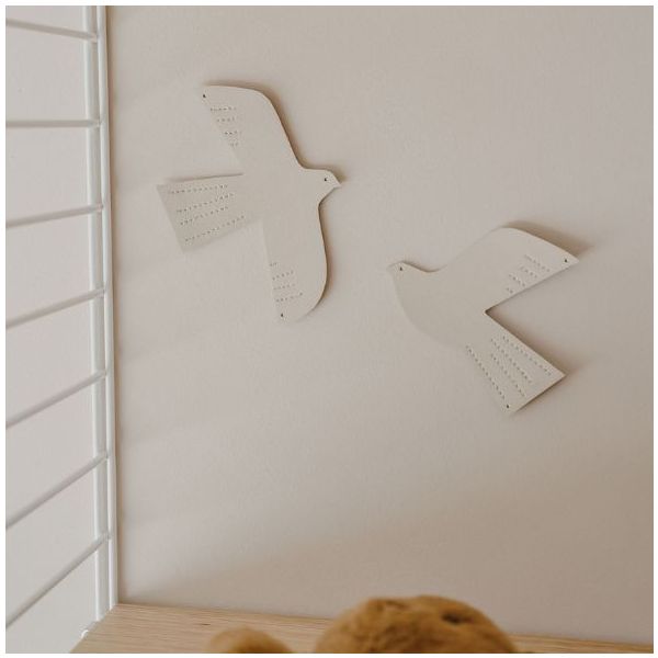 Décoration murale en cuir Oiseau - S - Beige