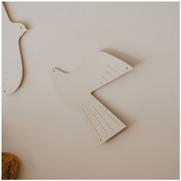 Décoration murale en cuir Oiseau - S - Beige