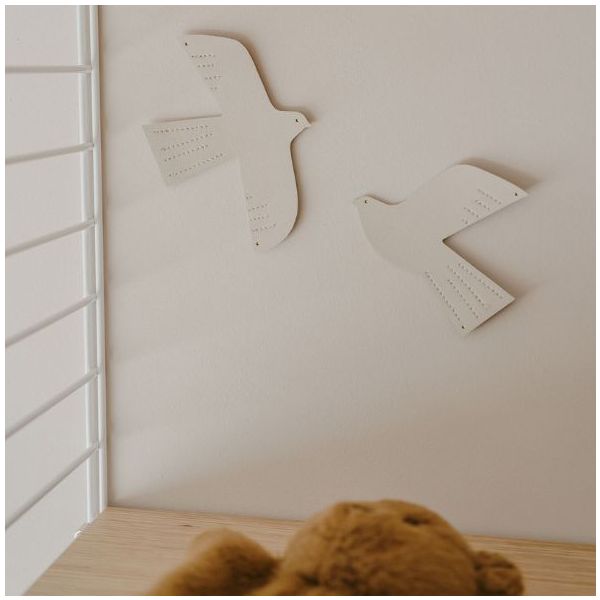Décoration murale en cuir Oiseau - M - Beige