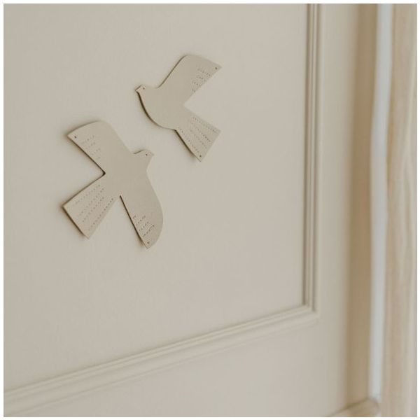 Décoration murale en cuir Oiseau - M - Beige