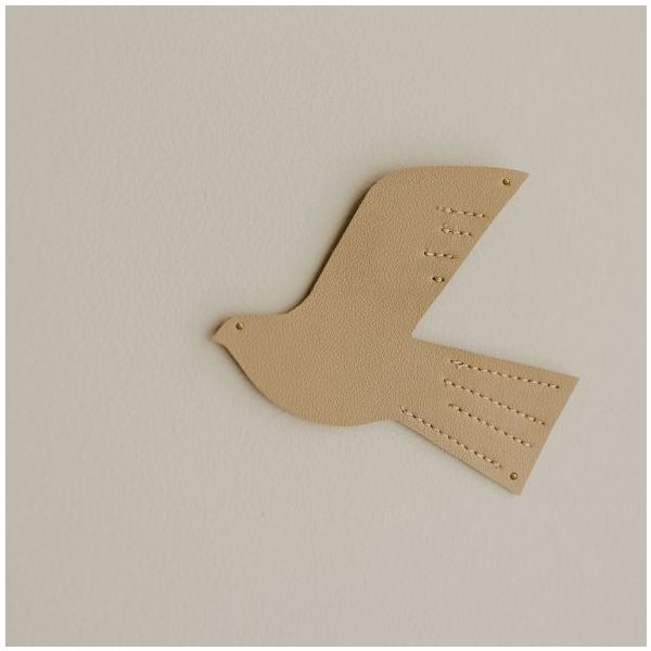 Décoration murale en cuir Oiseau - S - Caramel