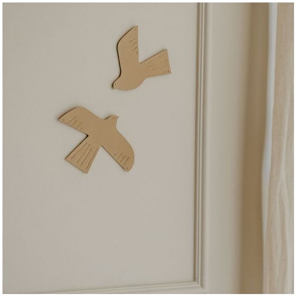 Décoration murale en cuir Oiseau - S - Caramel