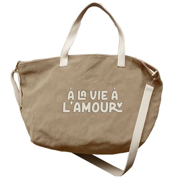 Sac cabas XL en velours - À la vie à l'amour