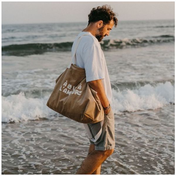 Sac cabas XL en velours - À la vie à l'amour