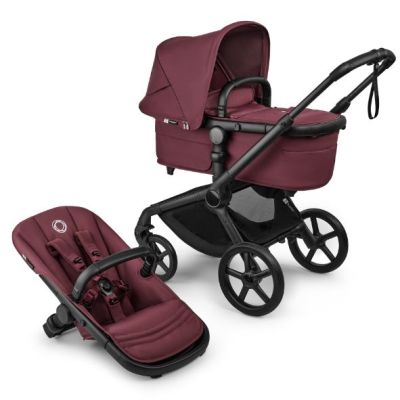 Fox 5 Renew Bassinet and Seat Stroller - Black / Dark Cherry