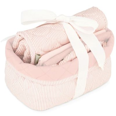 Babypflegekorb - Streifen Rosa