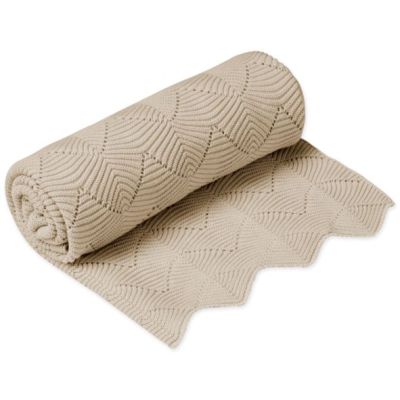 Scallop Baby Knit Blanket - Almond