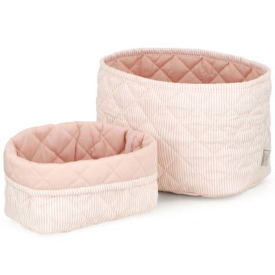 Set de 2 paniers de rangement - Rayures Rose