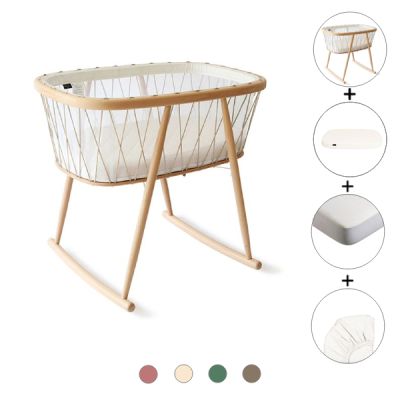 Kumi Cradle + Mattress + Mattress Protector + Fitted Sheet