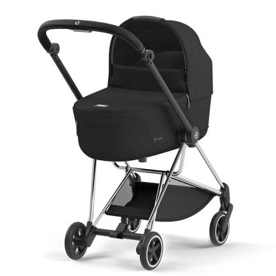 Poussette naissance et 2e âge Mios - Châssis Chrome Noir - Couleur de nacelle au choix