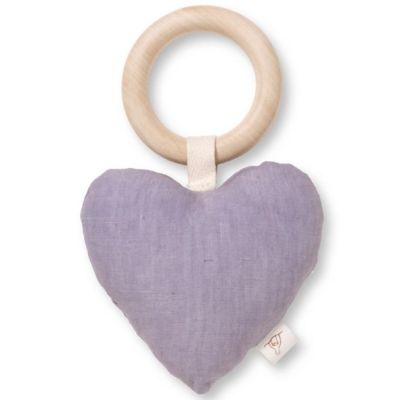Lara Rattle Teething Ring - Heart Lavender