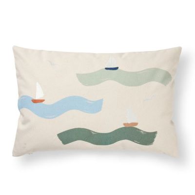 Coussin rectangulaire brodé Cinna - Grandes Vagues