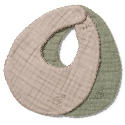 Set of 2 Koa bandana bib - Forest Green / Little Mouse