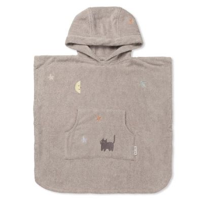 Puk Embroidered Terry Bath Poncho - Moon Cat