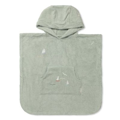 Puk Embroidered Terry Bath Poncho - Sailsboats