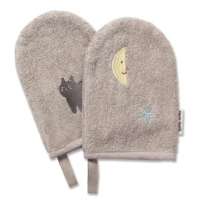 Set of 2 Paw Embroidered Bath Gloves - Moon Cat