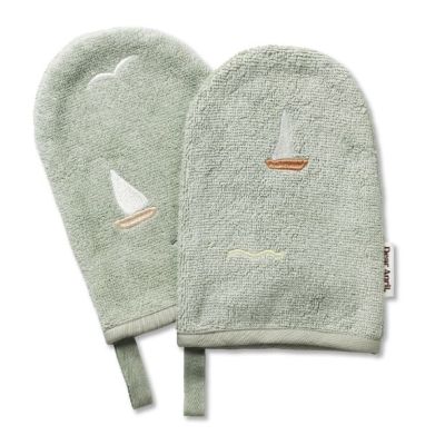 Set of 2 Paw Embroidered Bath Gloves - Sailsboats