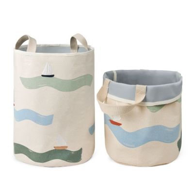 Set de 2 paniers à jouets brodés Toto - Grandes Vagues