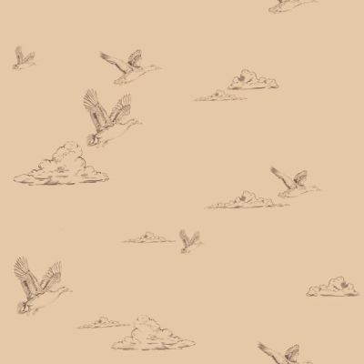 Ducks in the Sky Wallpaper - Beige