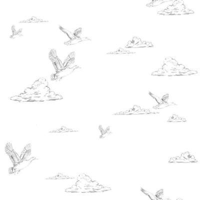 Ducks in the Sky Wallpaper - White
