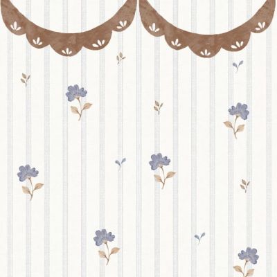 Papier peint Fleurs Rétro avec Ornements